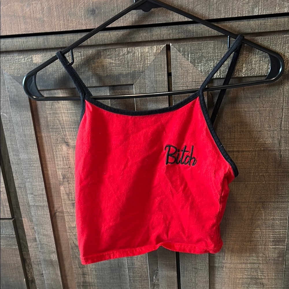 Red Spaghetti Strap Crop Top